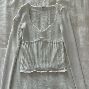 Wilfred soloist White Ribbed Knit Top with Scallop Edges